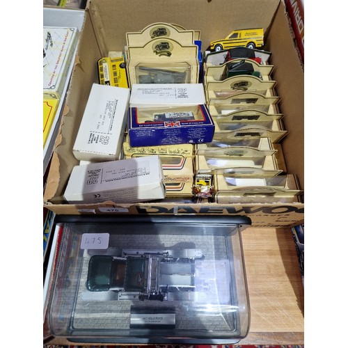 475 - A box of assorted mainly boxed diecast vehicles & a Franklin Mint Rolls Royce silver ghost.