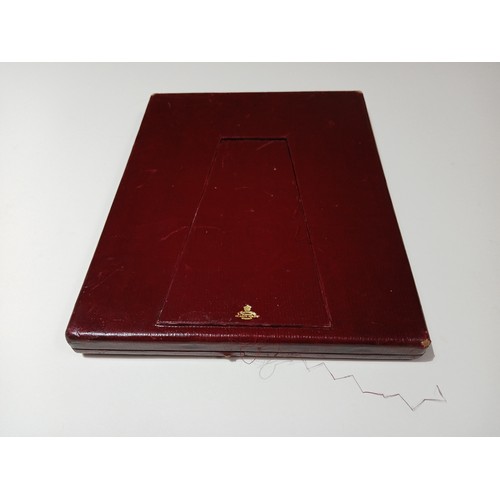 75 - Queen Mary, a full length autographed portrait, moroccan red leather and velvet line frame/case, mar... 