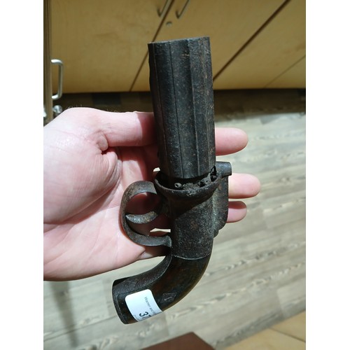 37 - A six shooter revolving barrel percussion cap pistol, length 20cm.