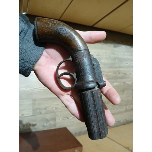 37 - A six shooter revolving barrel percussion cap pistol, length 20cm.