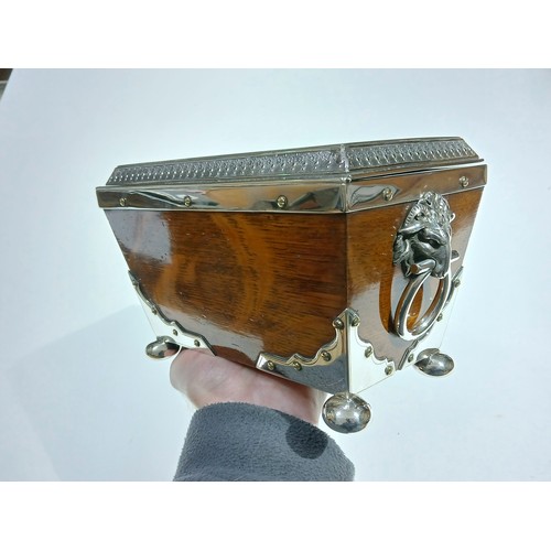 236 - A late Victorian silver plated and golden oak tea caddy, length 22cm.