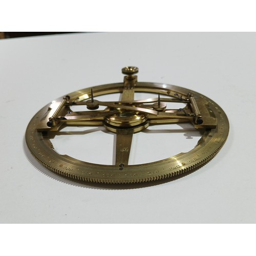 209 - A gilt brass protractor signed G. Davis Mathematical Instrument Maker Leeds, with turned mahogany ca... 