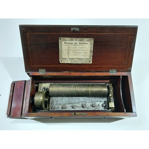 198 - A Nicole Frère 19th century rosewood 4 airs cylinder music box, number 24884.