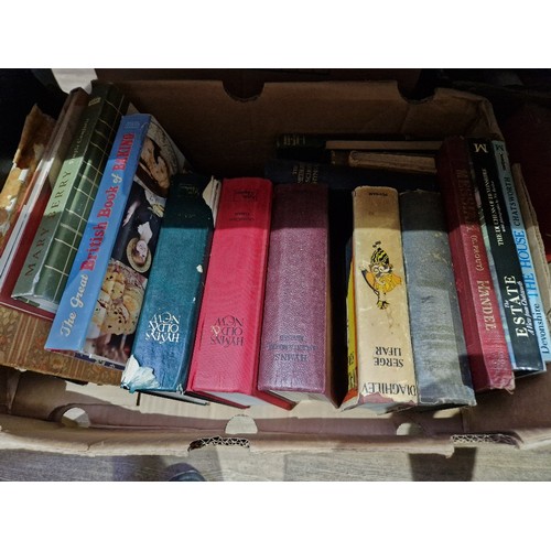 133 - A large collection of books, including furniture reference, country houses, royalty etc. 17 boxes, t... 