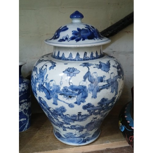 251 - A Chinese One Hundred Boys blue and white porcelain vase, 18th/19th century, height 32cm.