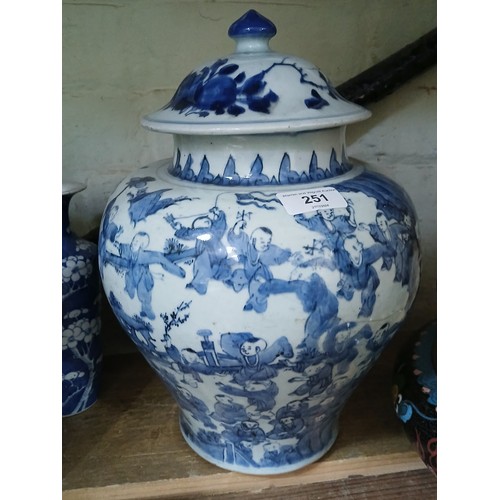 251 - A Chinese One Hundred Boys blue and white porcelain vase, 18th/19th century, height 32cm.