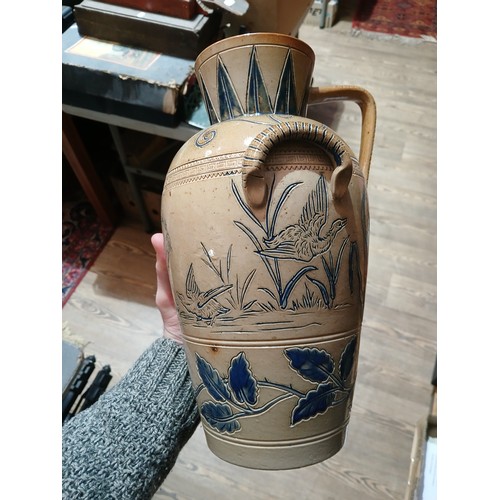 269 - A Doulton Lambeth stoneware ewer by Hannah Bolton Barlow, circa 1900, sgrafittio decoration depictin... 