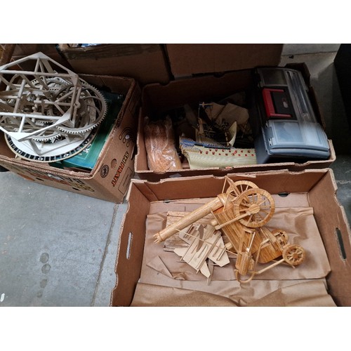 89 - Three boxes of matchstick models and model making equipment