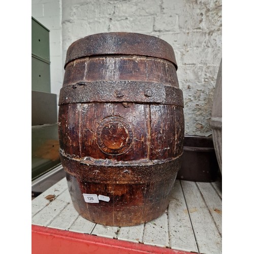 126 - A 9 gallon wooden beer barrel marked Magee Marshall, Bolton