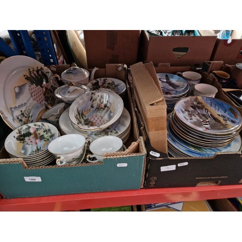 160 - A box of oriental tea wares and a box pf collectors plates