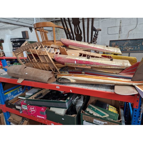 178 - A quantity of model aircraft (wooden) together with 2 boxes of fittings etc