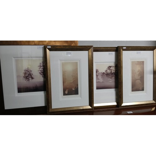 819K - Four signed limited edition giclee prints after John Waterhouse (British, b.1967), misty landscape s... 