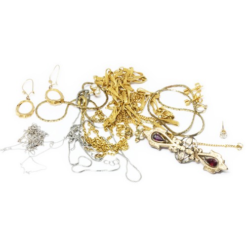 118 - A mixed lot including a pair of hallmarked 9ct gold earrings and two 9ct white gold chains, weight 2... 