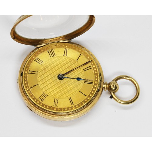 142 - A Victorian ladies 18ct gold pocket watch, movement signed Lewis, Brighton, case hallmarked, sponsor... 