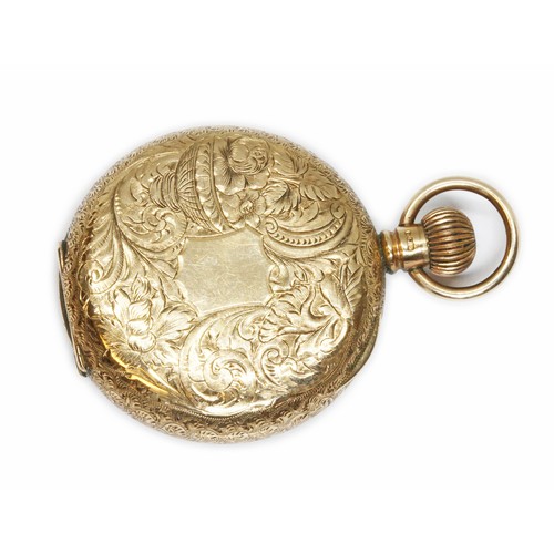 147 - An Edwardian ladies 9ct gold pocket watch, case diameter 40mm, the movement signed 
American Waltham... 