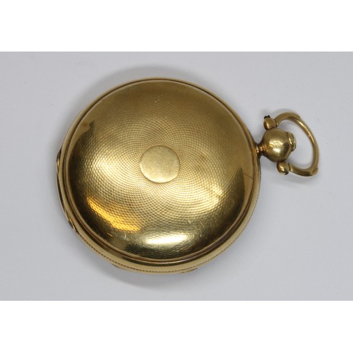 148 - A ladies mid 19th century 18ct gold pocket watch, the gilt brass movement signed A Rohrer Plymouth, ... 