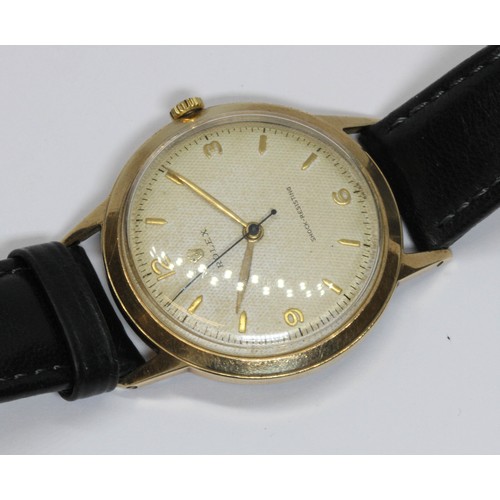 150 - ROLEX, a vintage 9ct gold semi-bubble back wristwatch, circa 1950s, case diameter 37mm, Superbalance... 