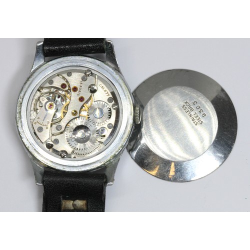 151 - CORTEBERT, a sport tripple calendar moonphase stainless steel wristwatch, circa 1950s, case diameter... 