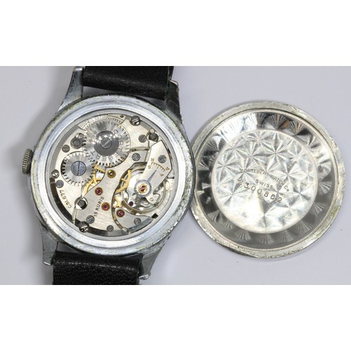 151 - CORTEBERT, a sport tripple calendar moonphase stainless steel wristwatch, circa 1950s, case diameter... 