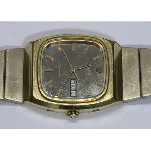 154 - OMEGA, a gold plated Seamaster Megaquartz, ref. 196.0023, cal. 1310, case width 40mm, bracelet strap... 