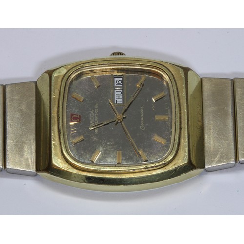 154 - OMEGA, a gold plated Seamaster Megaquartz, ref. 196.0023, cal. 1310, case width 40mm, bracelet strap... 