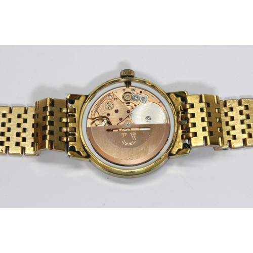 167 - OMEGA, a gold plated automatic wristwatch, ref. 5491, cal. 1012, case diameter 35mm, gold plated str... 