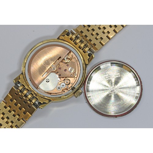 167 - OMEGA, a gold plated automatic wristwatch, ref. 5491, cal. 1012, case diameter 35mm, gold plated str... 