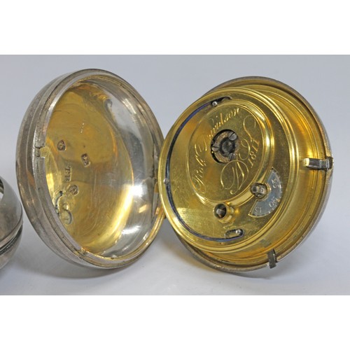 172 - An early 19th century pair cased silver pocket watch, the fusee verge movement signed Fra. Stewart L... 