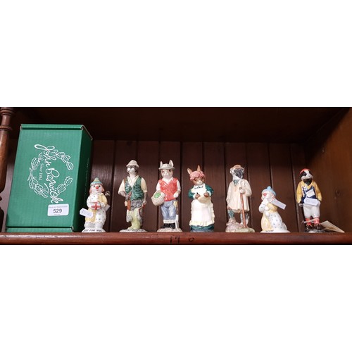 529 - 7 Beswick figurines - Fisherman Otter ECF2, Gardener Rabbit ECF3, Shepherd Sheepdog ECF5, Hiker Badg... 