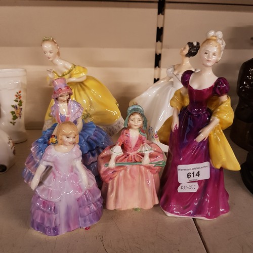 614 - Vintage Royal Doulton figurine Chloe with 5 further Royal Doulton figurines Loretta, Kate, The Last ... 