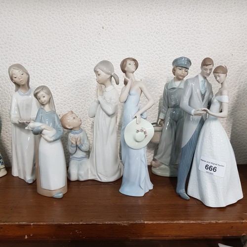 666 - Six various Lladro figures