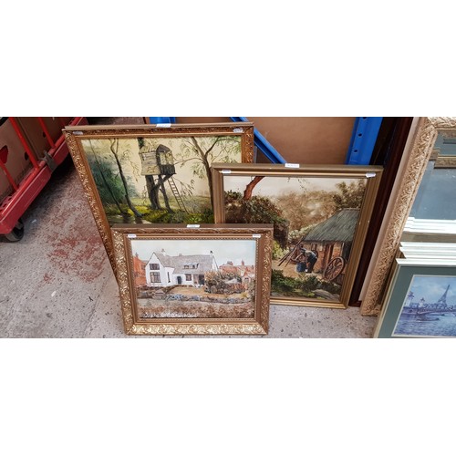 751 - Three oil paintings by Margaret Turner (British, 20th century), two on canvas, one on board, each si... 