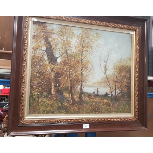 763 - Two 20th century school oils on board, landscape scenes, each signed 'H Hutchings', both framed.