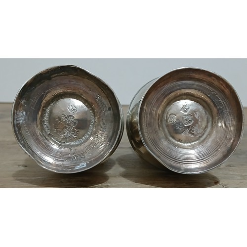 233 - A pair of George I silver baluster castors, Samuel Welder 1721, height 14.5cm.