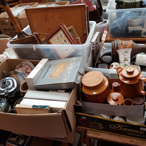 302 - 5 boxes of mixed items including silver plate, collectors plates, pictures, Hornsea Saffron, Royal S... 