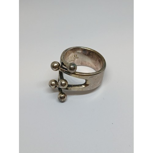 116 - ANNA GRETA EKER, a Norwegian Modernist Jester ring, marked STERLING 925S NORWAY, and also with maker... 