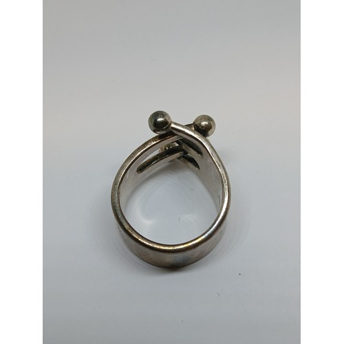 116 - ANNA GRETA EKER, a Norwegian Modernist Jester ring, marked STERLING 925S NORWAY, and also with maker... 