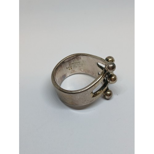 116 - ANNA GRETA EKER, a Norwegian Modernist Jester ring, marked STERLING 925S NORWAY, and also with maker... 