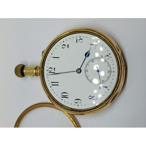 149 - A Swiss 18ct gold open faced pocket watch, movement marked S&Co, case marked F&B, case diameter 50mm... 