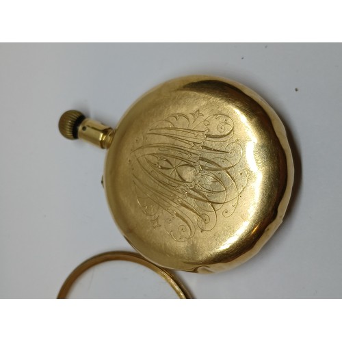 149 - A Swiss 18ct gold open faced pocket watch, movement marked S&Co, case marked F&B, case diameter 50mm... 