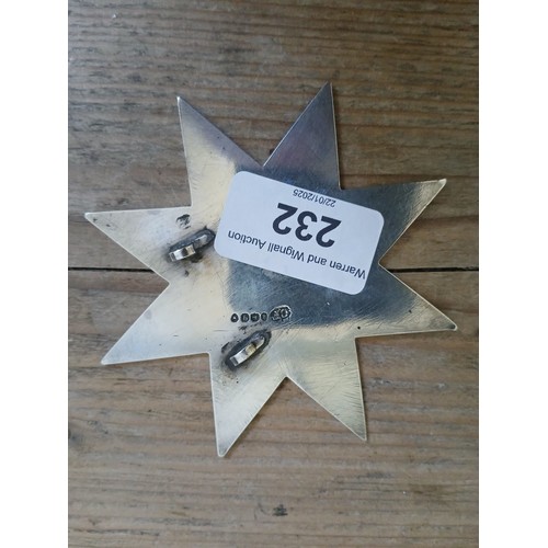 232 - A William IV Orange Order silver star, inscribed PRESENTED TO GEORGE CROWTHER by the ORANGEMEN... su... 