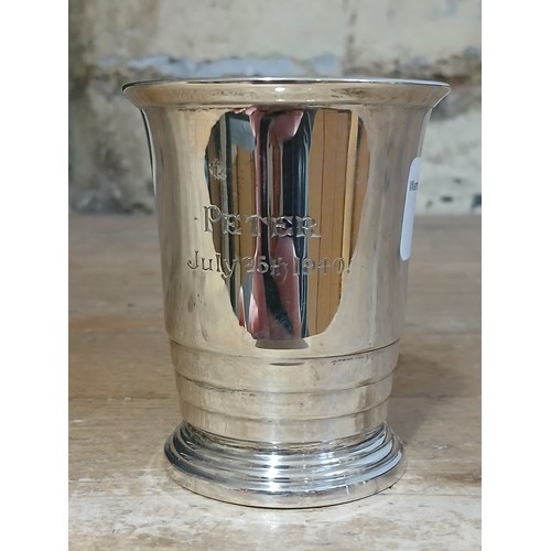 236 - A hallmarked silver tankard, height 8cm, weight 3.6ozt.