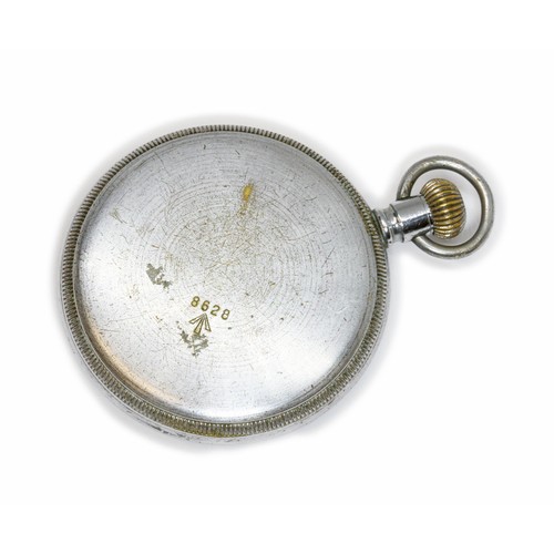 464 - WALTHAM, a WWII Royal Navy military pocket watch, black dial, case back marked 8628 over broad arrow... 