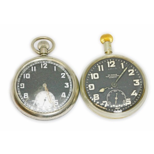 468 - Two military black dial pocket watches.