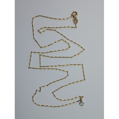 108 - A single stone diamond pendant on chain, the round brilliant cut stone weighing approximately 0.16ct... 