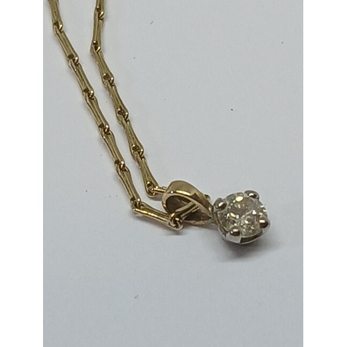 108 - A single stone diamond pendant on chain, the round brilliant cut stone weighing approximately 0.16ct... 