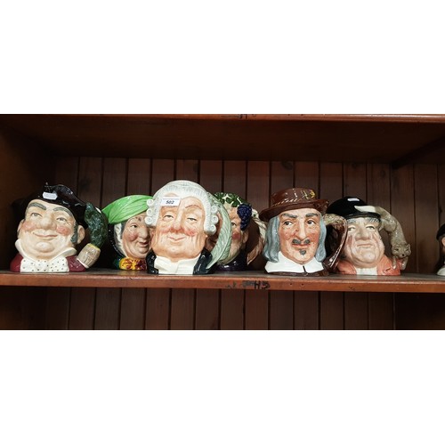 502 - 6 Royal Doulton large character jugs including Mine Host, Izaak Walton, Gone Away etc.