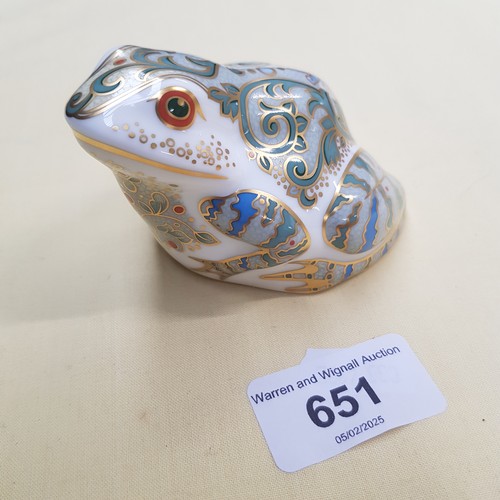 651 - Royal Crown Derby paperweight Marsh Frog (gold stopper)