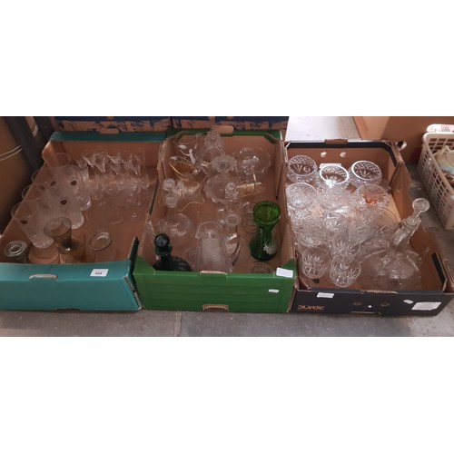 684 - Three boxes of various glassware