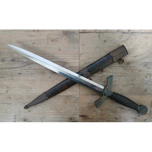 1 - A German Third Reich Luftwaffe dagger and scabbard, the 30.5cm double edge steel blade signed Alcove... 